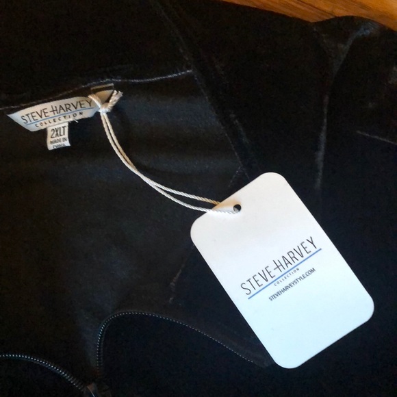 Steve Harvey Black Velour Track Jacket SIZE 2XLT - Picture 4 of 4